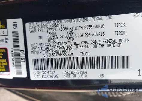 2017 Toyota Tundra Crewmax Sr5 from USA, damaged, VIN 5TFEW5F17HX223060